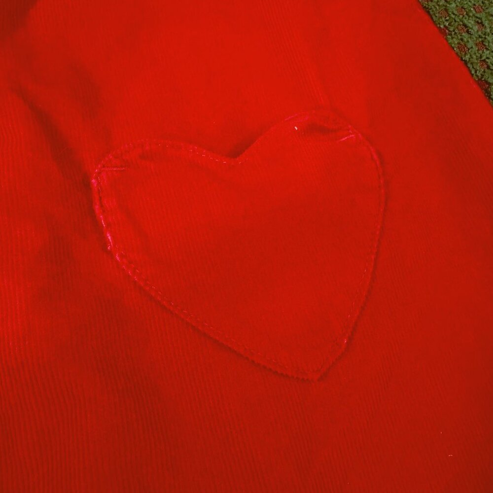 Carter's Girls 24M Red Corduroy Jumper Overall Dress Heart Pockets Fall - Picture 3 of 5